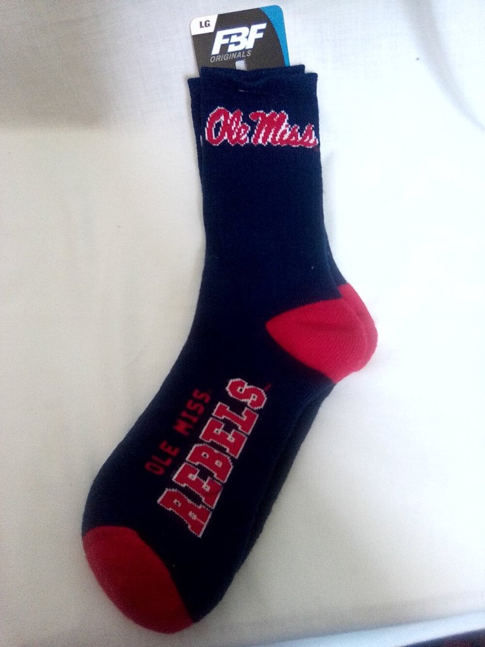 FBF ORIGINALS Ole Miss Rebels socks Large NWT